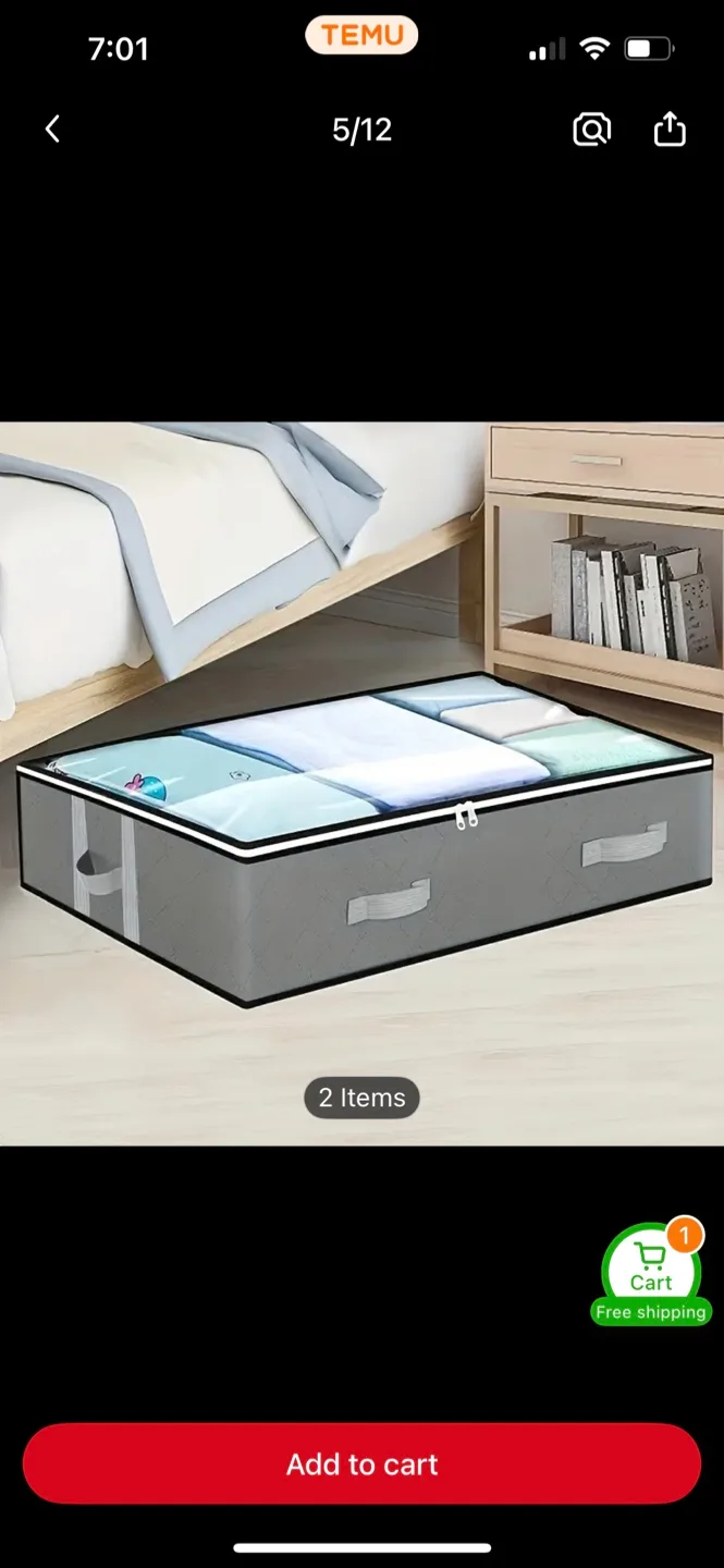 Under Bed Storage Bag - Grey - 99x49x13cm image indicator(4)