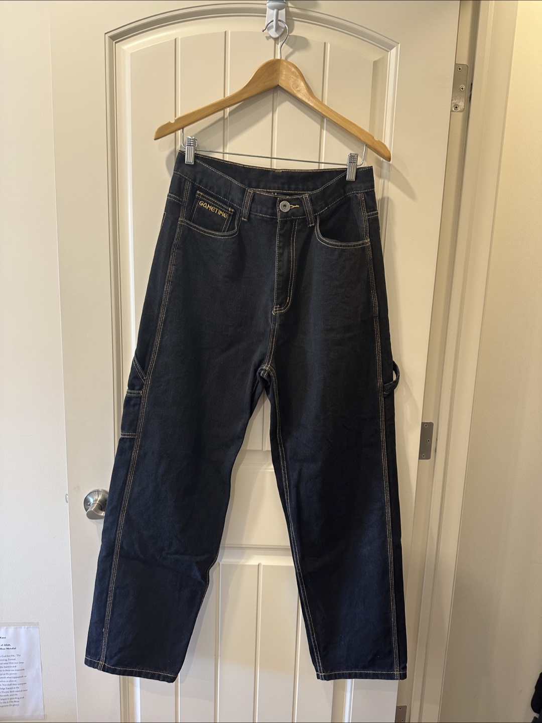 Blue Baggy Carpenter Pants – Contrast Stitch | Size 30