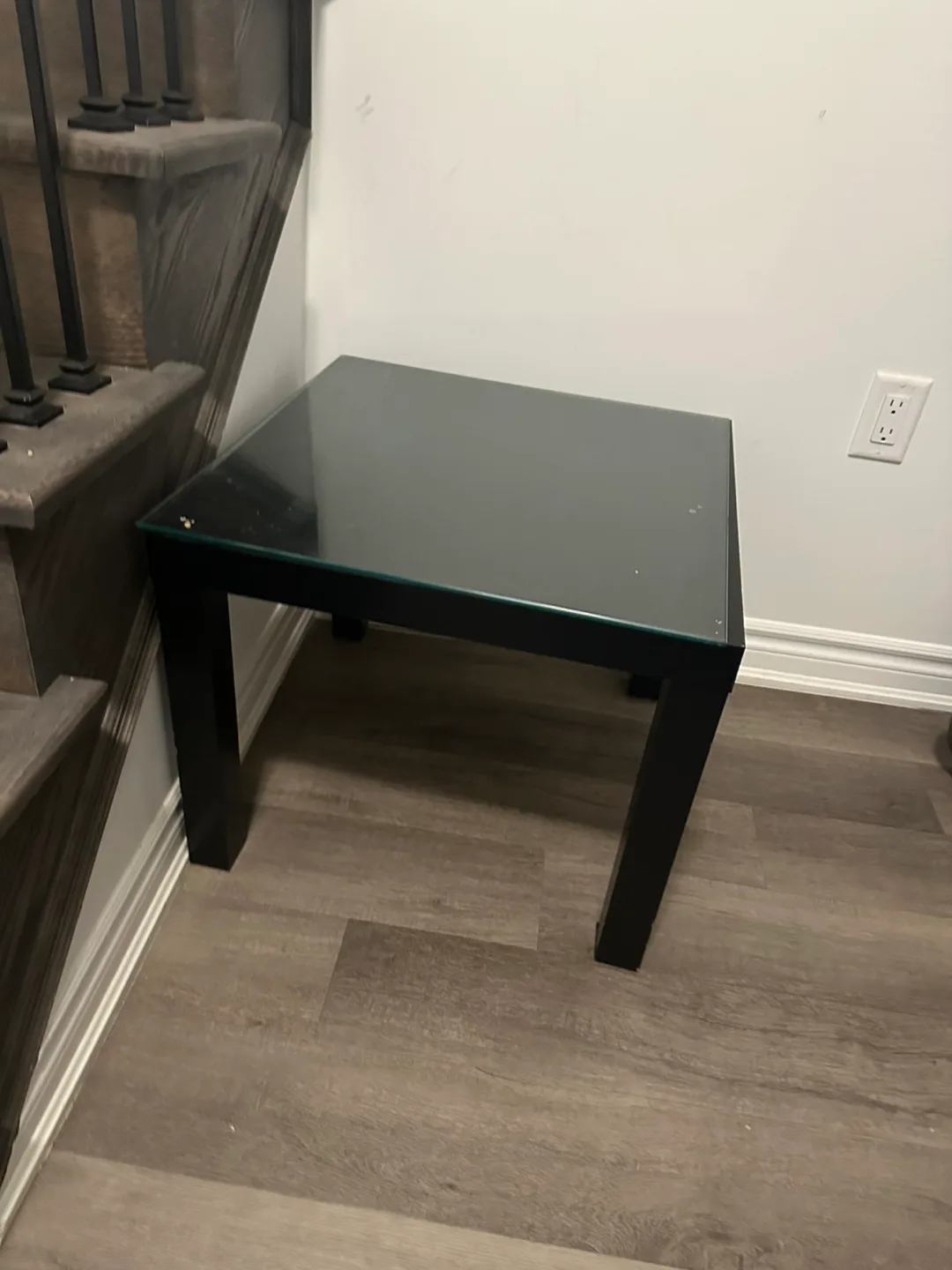 Black Glass Top Side Table thumbnail