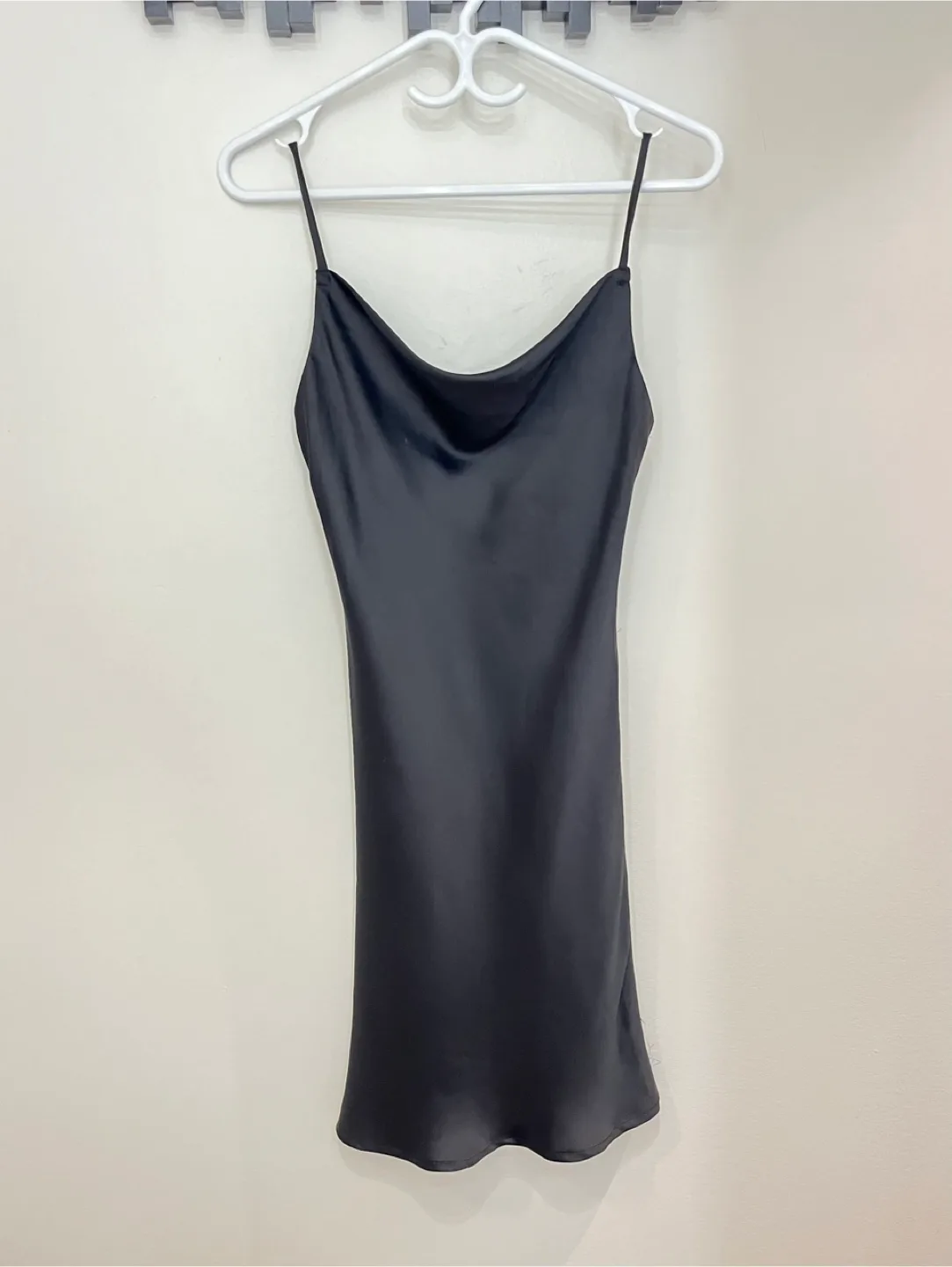 Black Satin Mini Dress - Size XS thumbnail