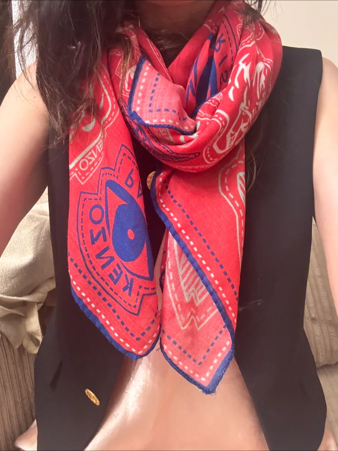 Kenzo Paris Red Patterned Scarf thumbnail