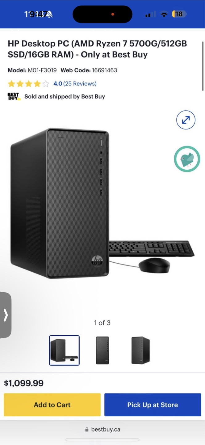 HP Desktop PC AMD Ryzen 7 5700G