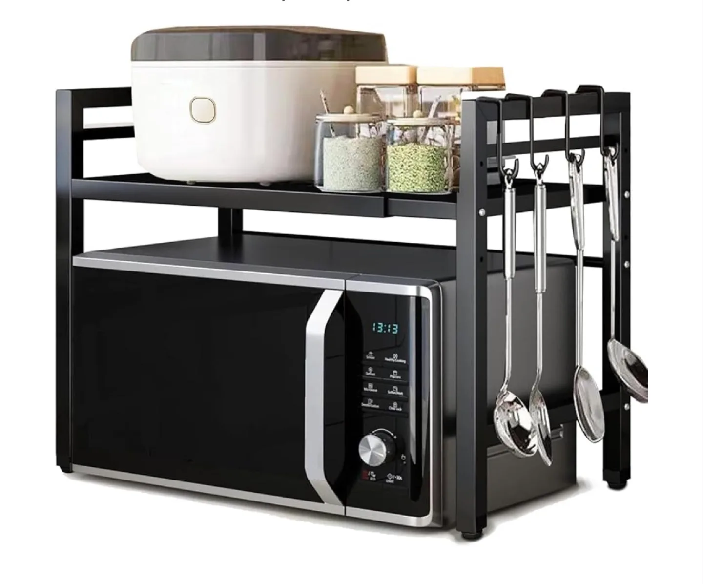 Adjustable Microwave Oven Rack - Black thumbnail