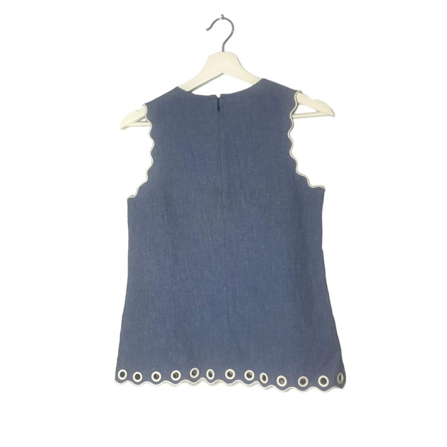 J. Crew Blue Scalloped Top with Grommets Size 0 image indicator(4)