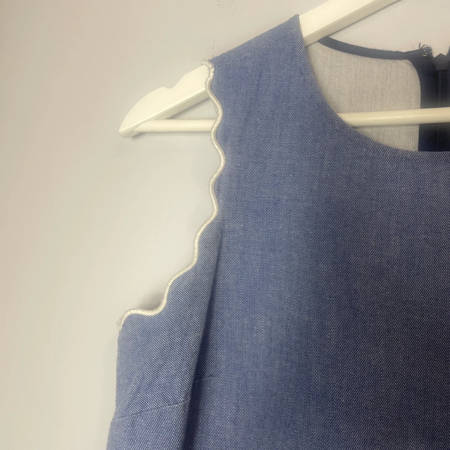 J. Crew Blue Scalloped Top with Grommets Size 0 image indicator(5)