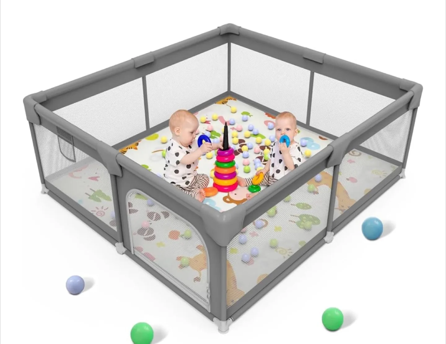 Grey Baby Playpen - 48x48 inches thumbnail