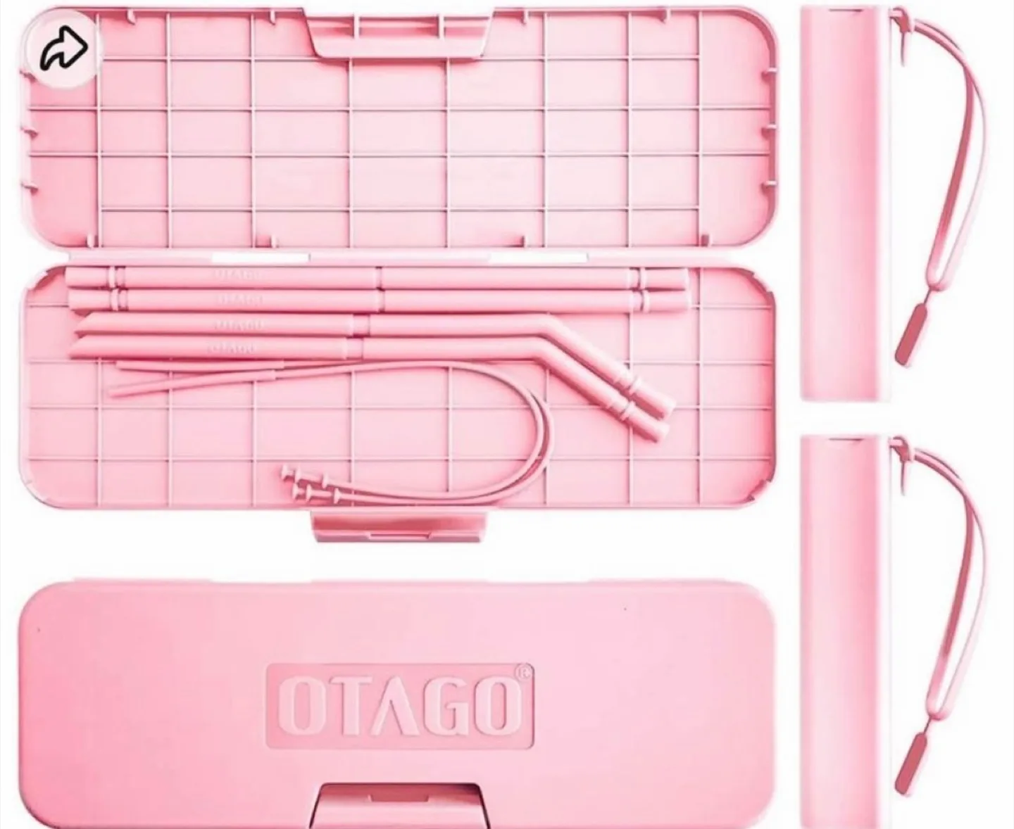 Otago Reusable Straws 9 pc Set - Pink thumbnail