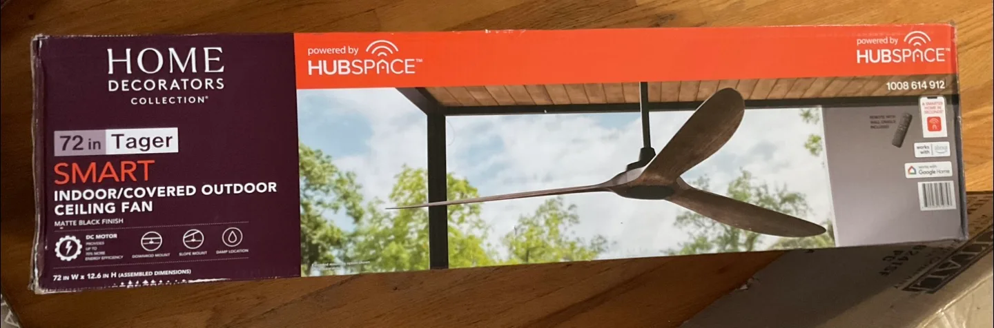 72 in. Indoor/Outdoor Matte Black Smart Ceiling Fan - New thumbnail