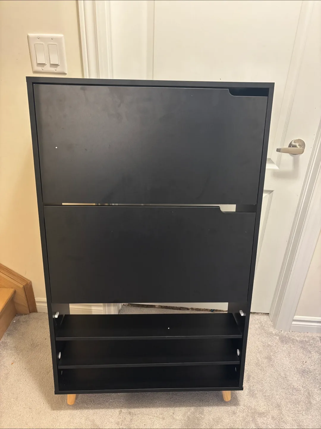 Black Shoe Cabinet with 2 shelve thumbnail