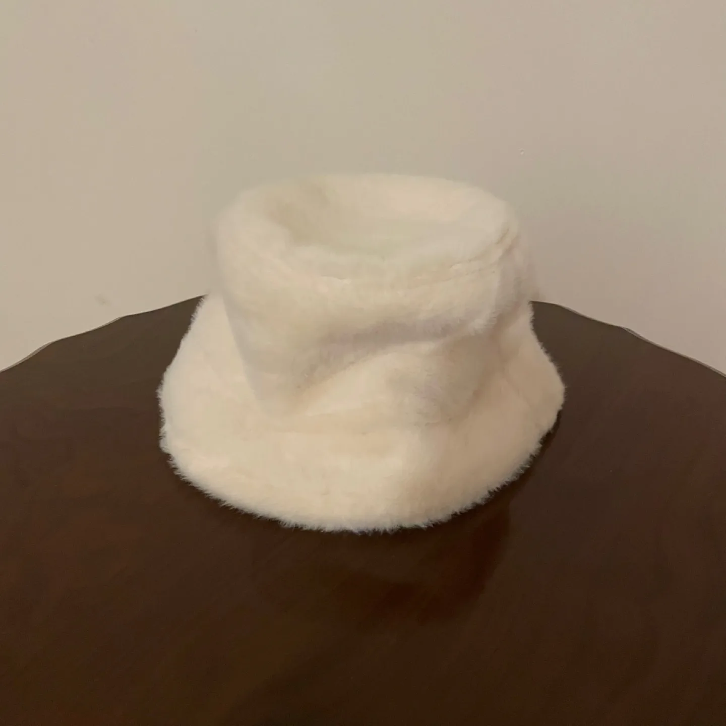 ALDO white fur bucket hat thumbnail
