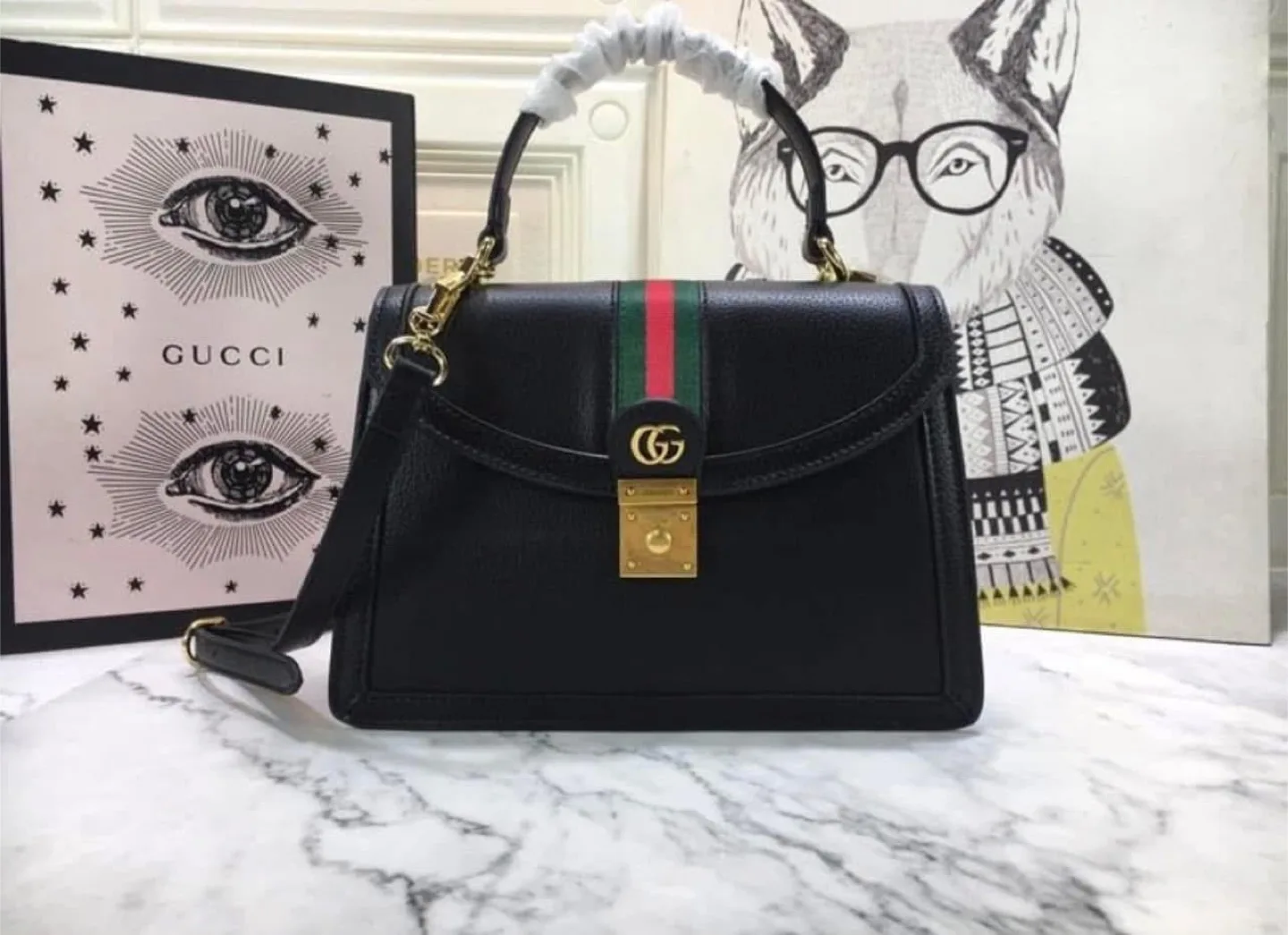 Gucci Black Leather Handbag thumbnail