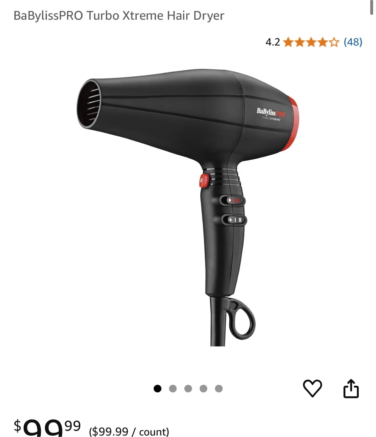 BaBylissPRO Turbo Xtreme Hair Dryer thumbnail