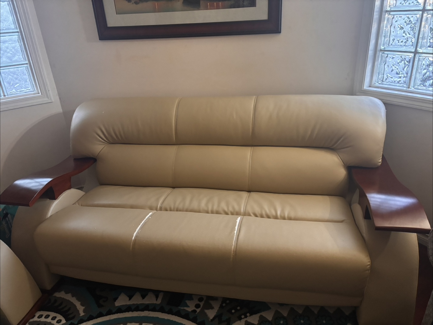 Beige Leather Sofa