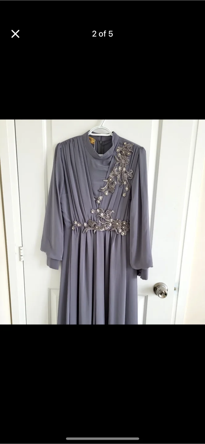 Grey Embellished Long Sleeve Dress thumbnail