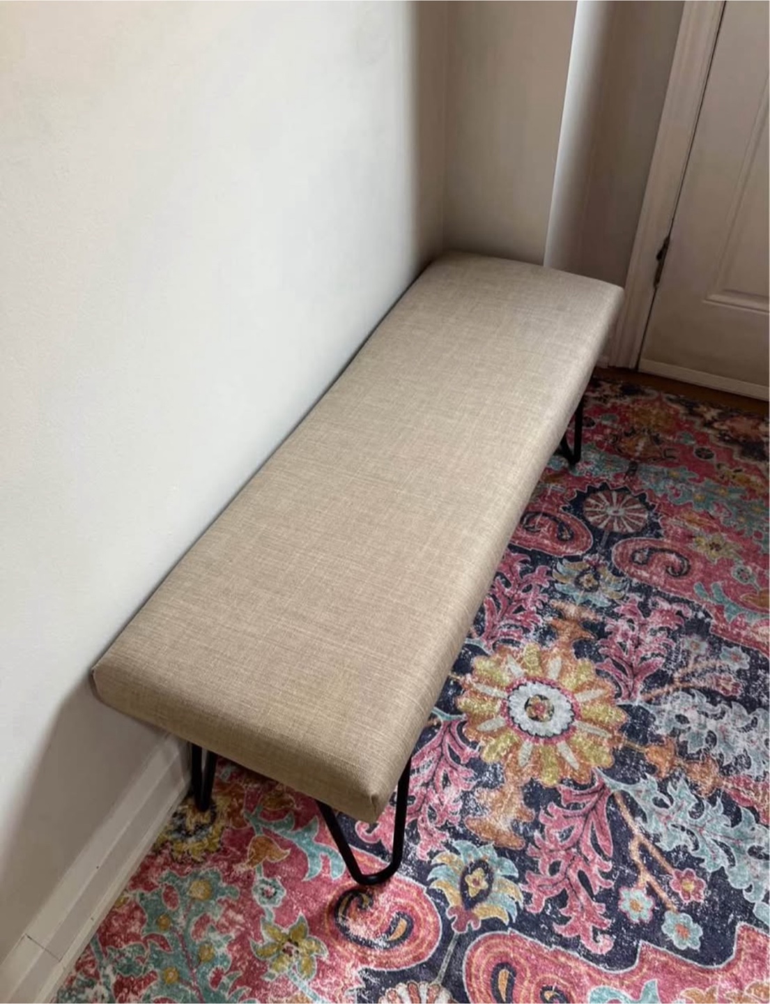 Upholstered Bench with Metal Legs - photo 2