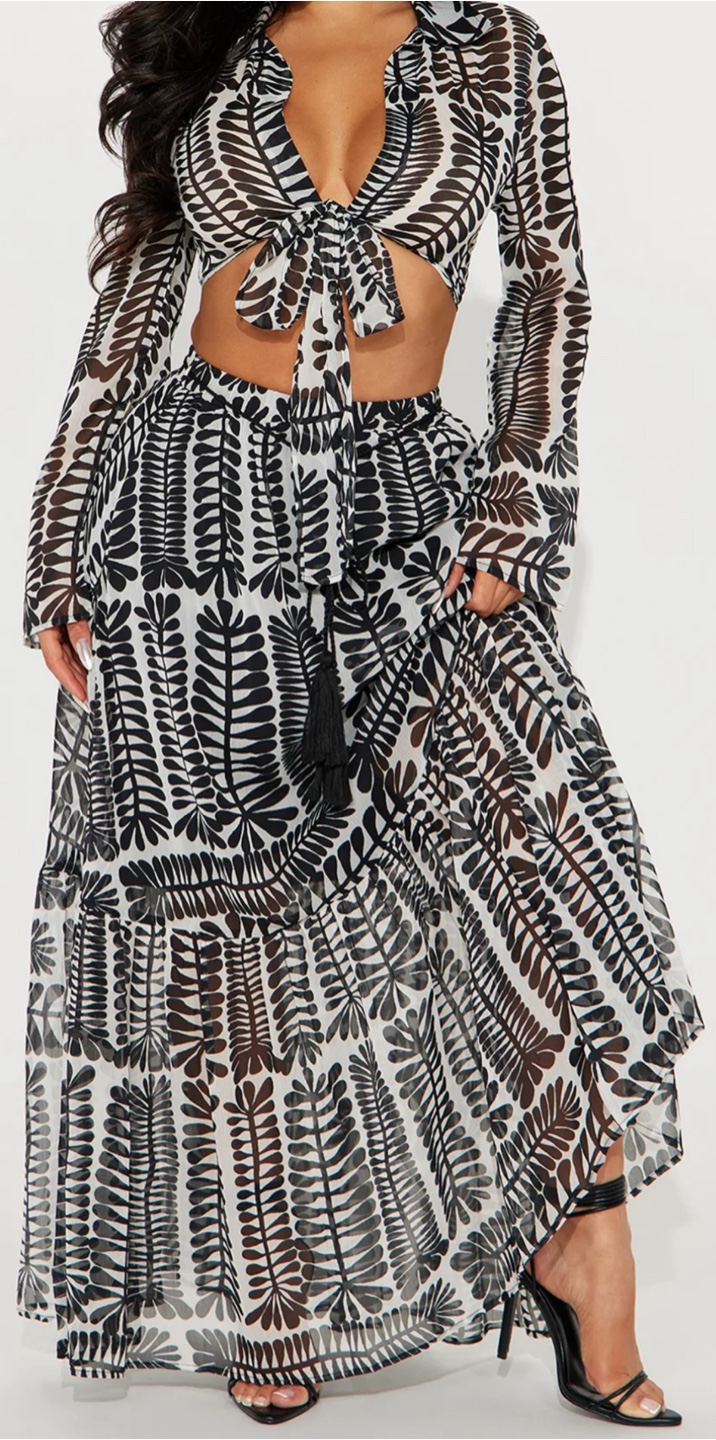 Black & White Maxi Skirt Set