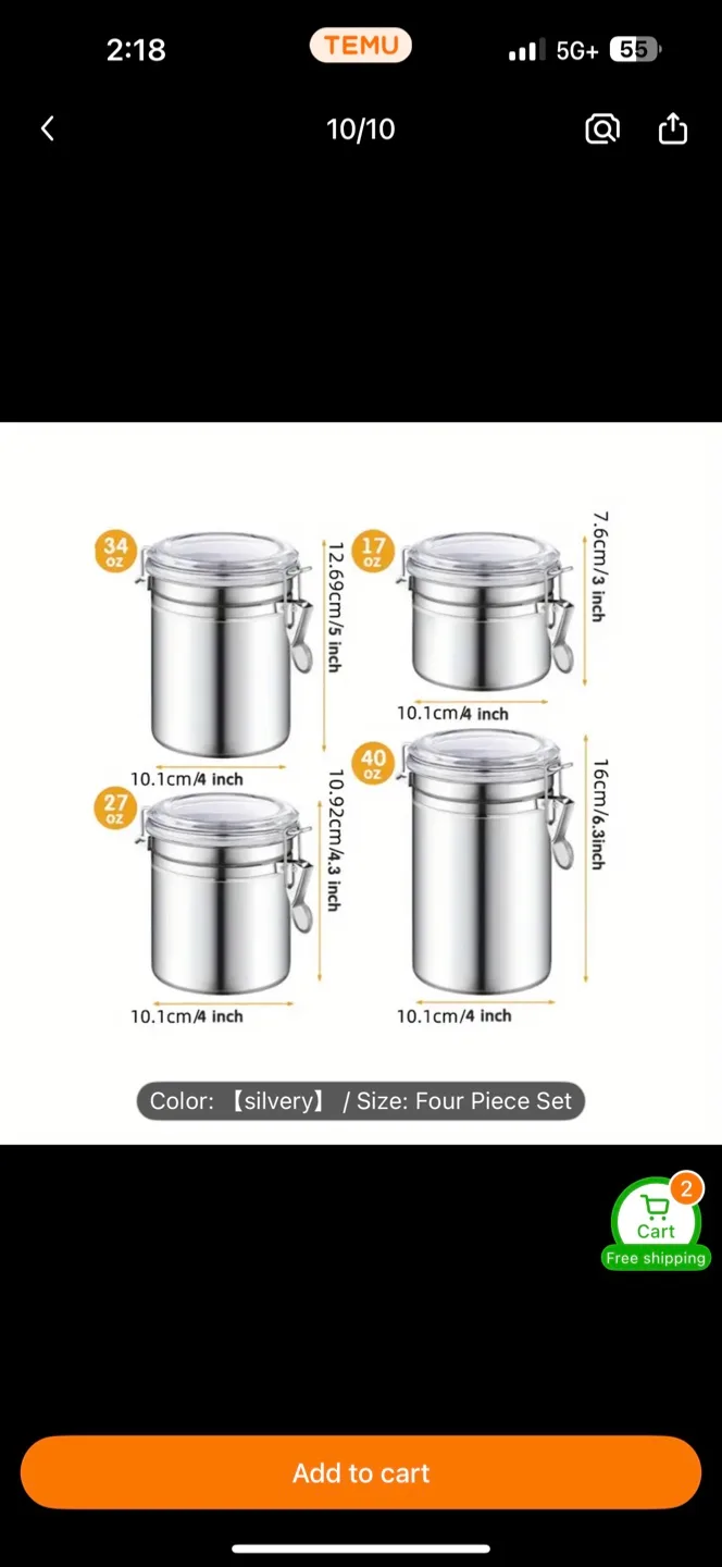 🇨🇦Stainless Steel Airtight Food Storage Canister Set image indicator(2)