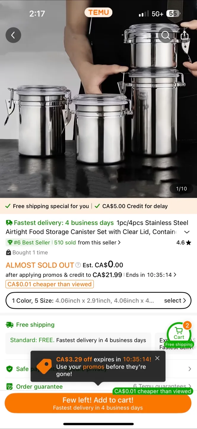 🇨🇦Stainless Steel Airtight Food Storage Canister Set image indicator(4)