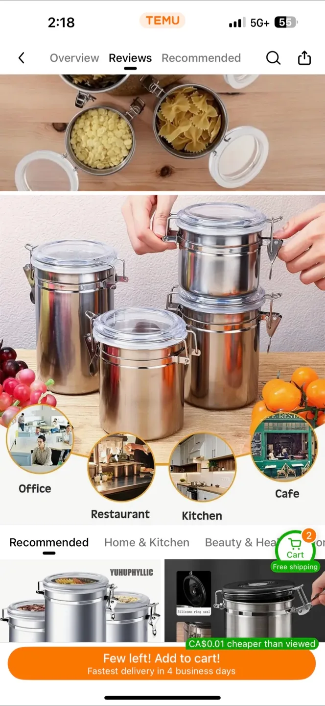 🇨🇦Stainless Steel Airtight Food Storage Canister Set thumbnail