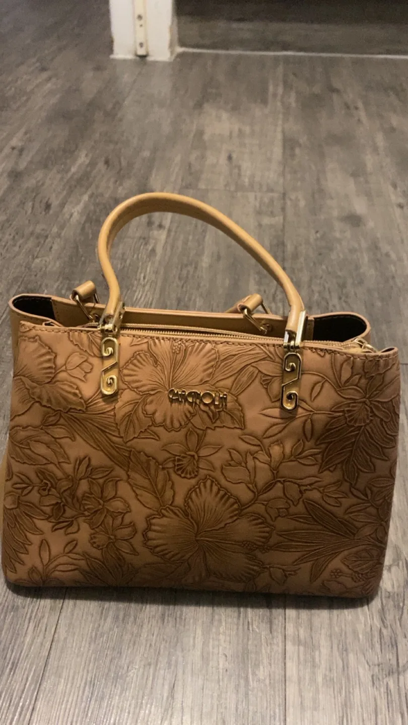Marino Orlandi Leather Floral Embossed Satchel thumbnail