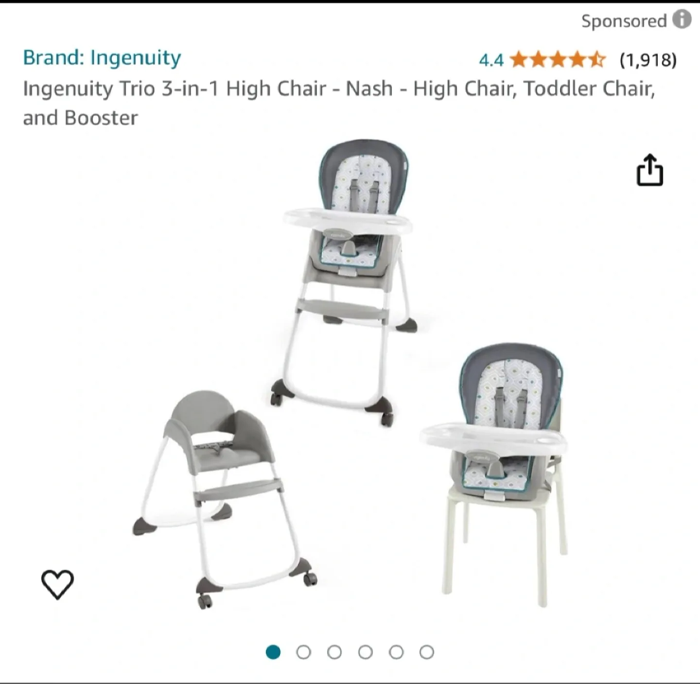 Ingenuity Trio 3-in-1 High Chair - Nash thumbnail