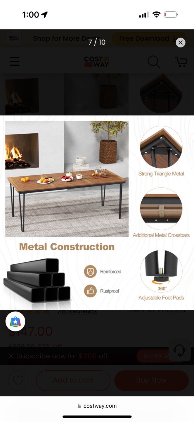 Costway 79 Inch Outdoor Dining Table - photo 4