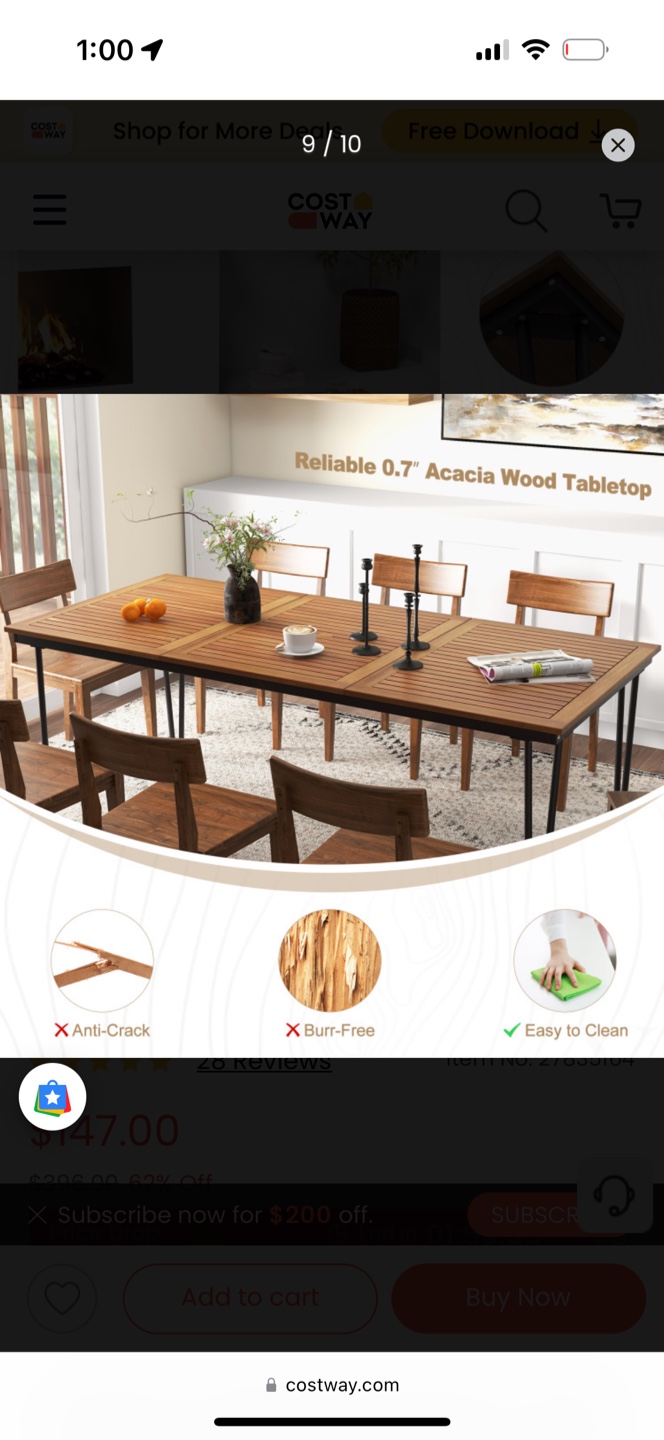 Costway 79 Inch Outdoor Dining Table - photo 5