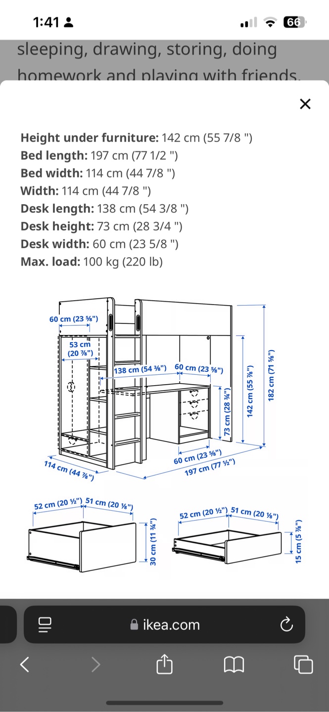 IKEA Småstad Loft Bed with Desk & Storage (mattress included) - photo 3