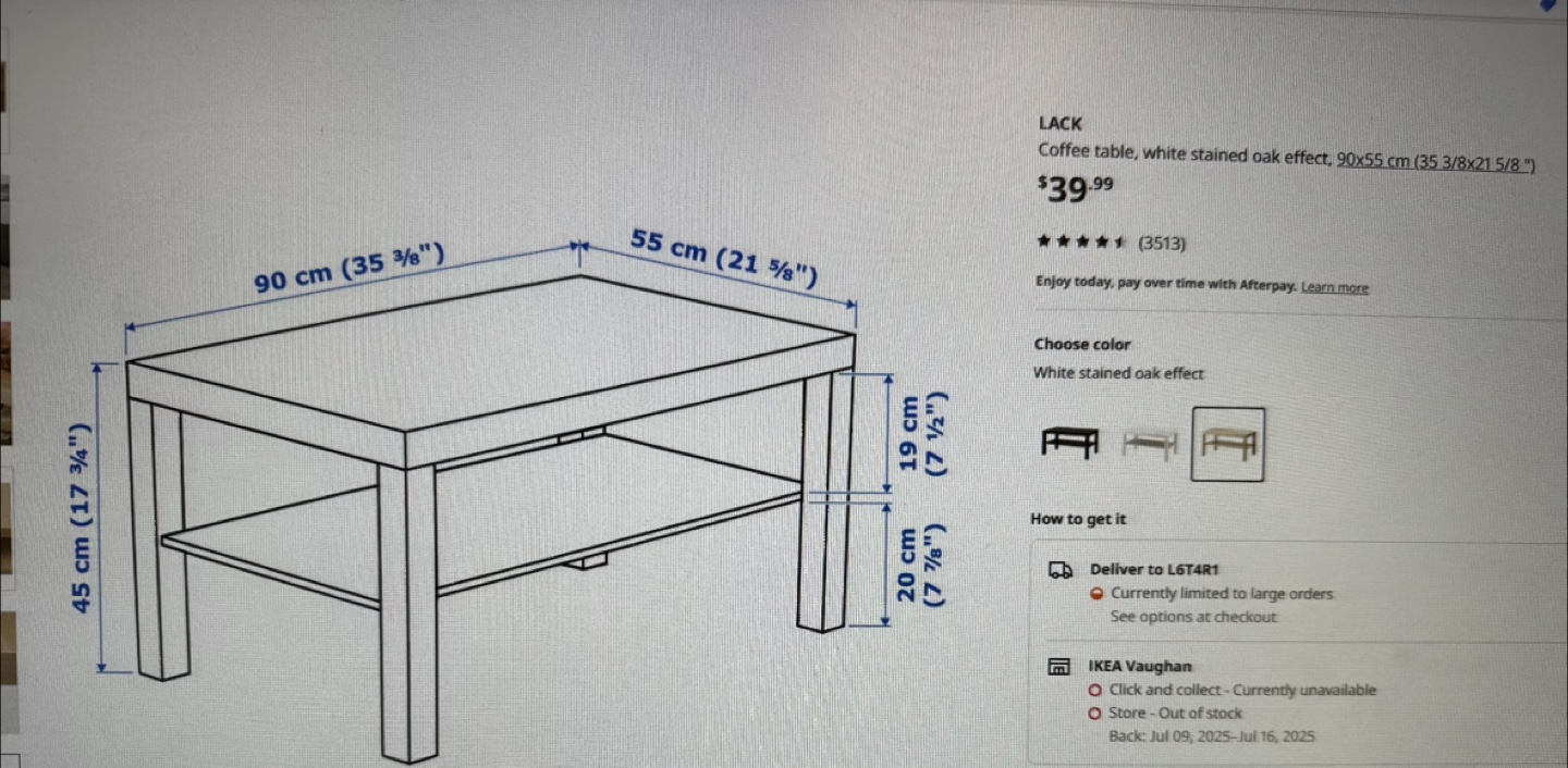 IKEA LACK Coffee Table - White Stained Oak Effect - photo 3