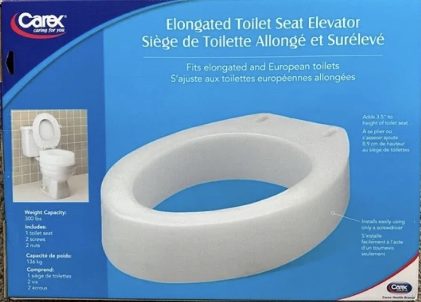 Carex Elongated Toilet Elevator