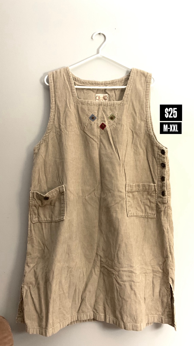 Vintage Corduroy Overall Dress - M to XXL