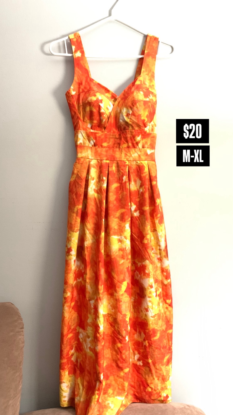 Orange Floral Dress (M-XL)