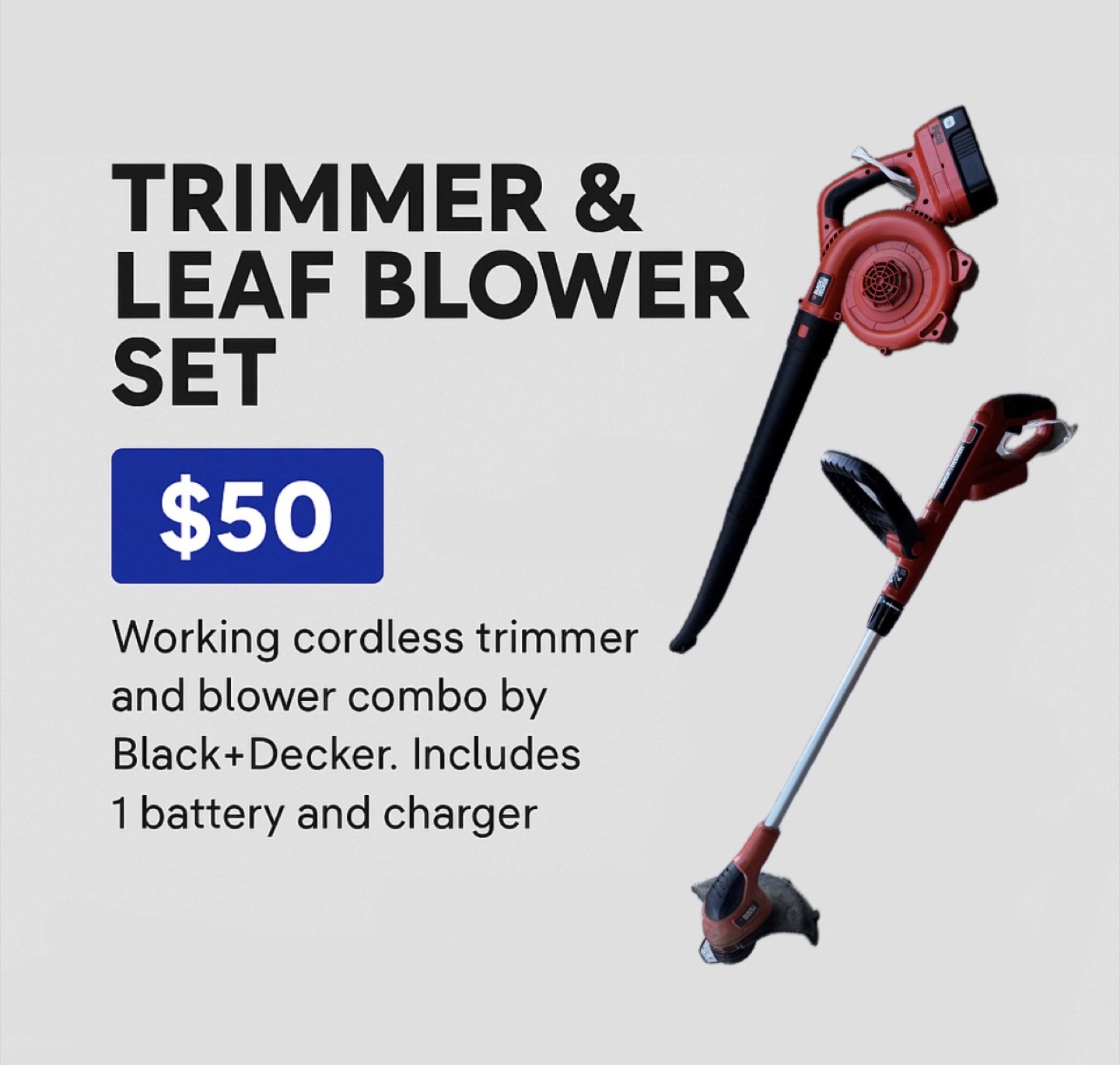 Black Decker Trimmer & Leaf Blower Set