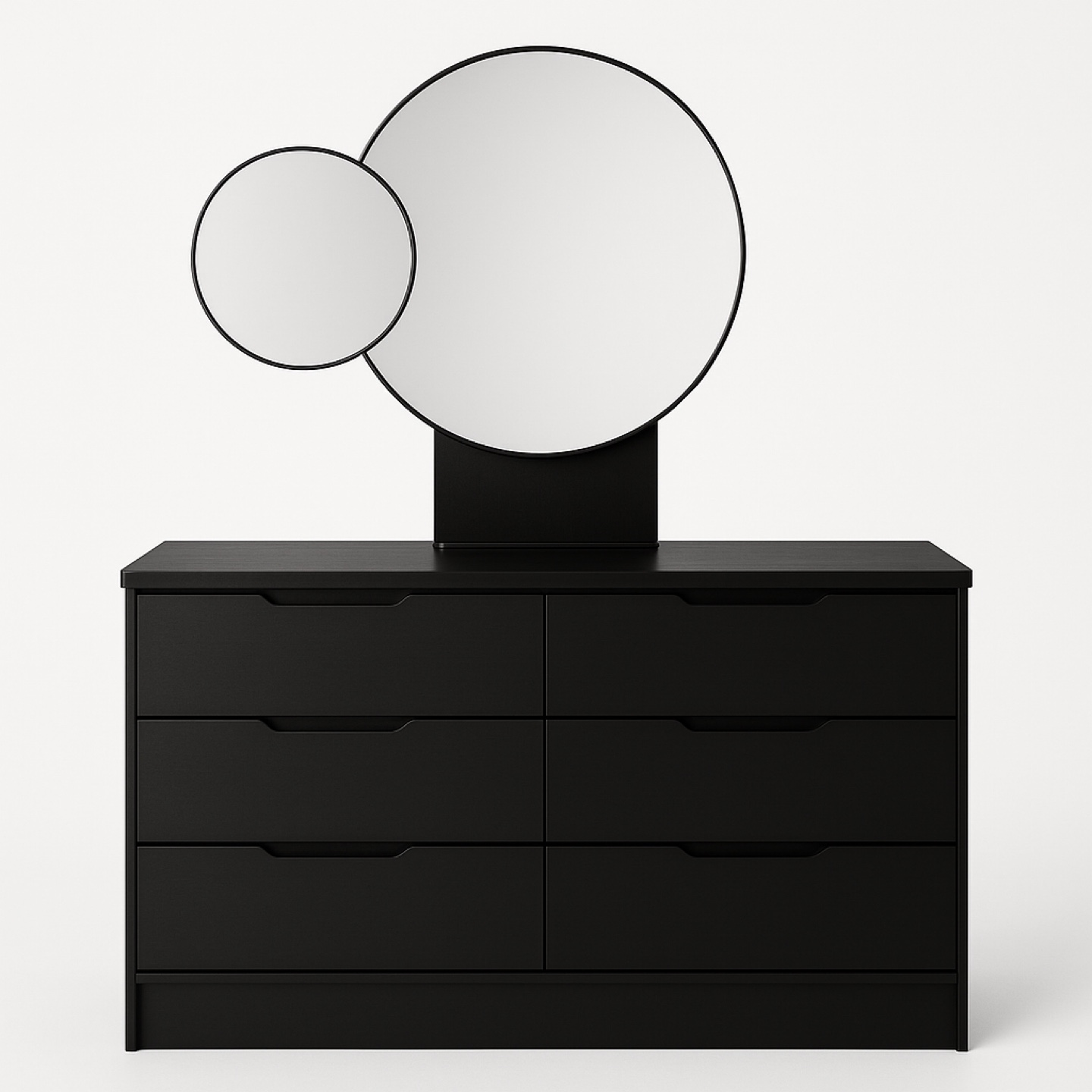 URGENT 🚨 Modern Black Dresser with Circular Mirror – $50