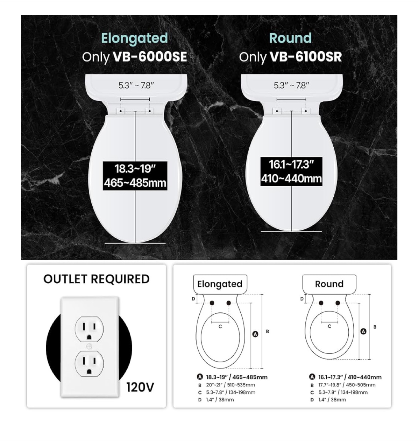 New VOVO VB-6000SE Bidet Seat - Elongated - photo 4