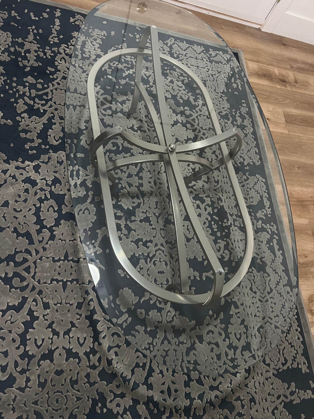 Oval Glass Coffee Table - Silver Frame - photo 4