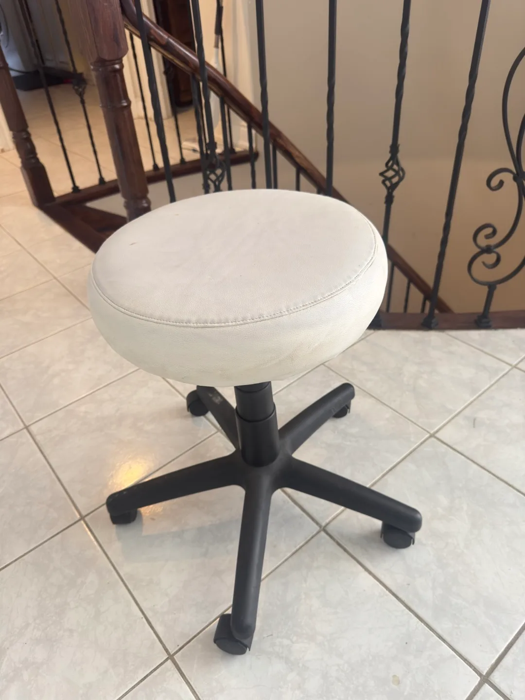 Rolling Swivel Stool - White thumbnail