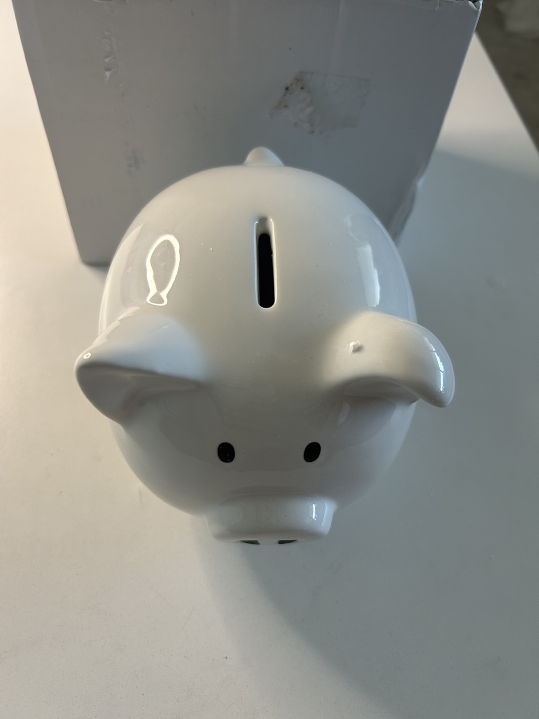 White Piggy Bank with Box - photo 3