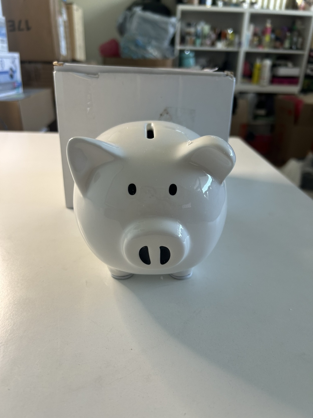 White Piggy Bank with Box - photo 2