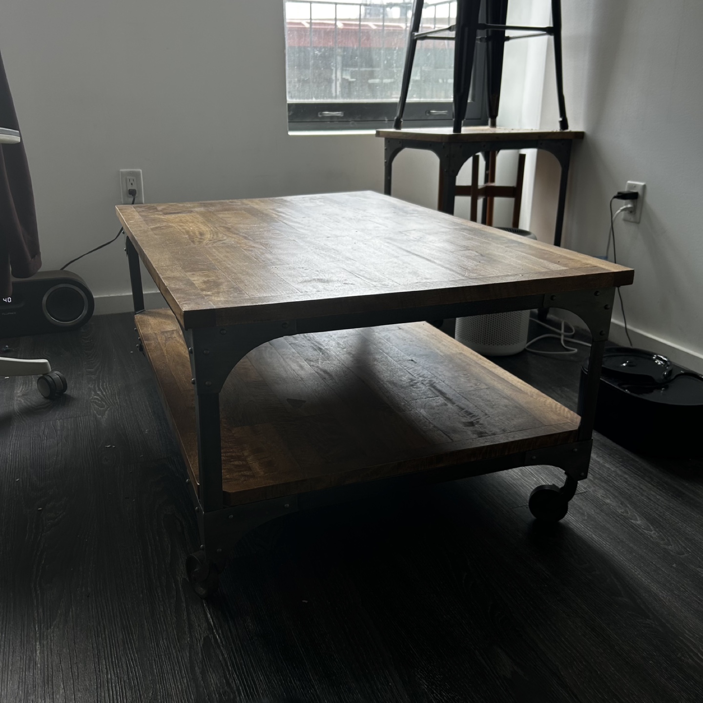Wood & Metal Coffee Table on Wheels from Urban - photo 2