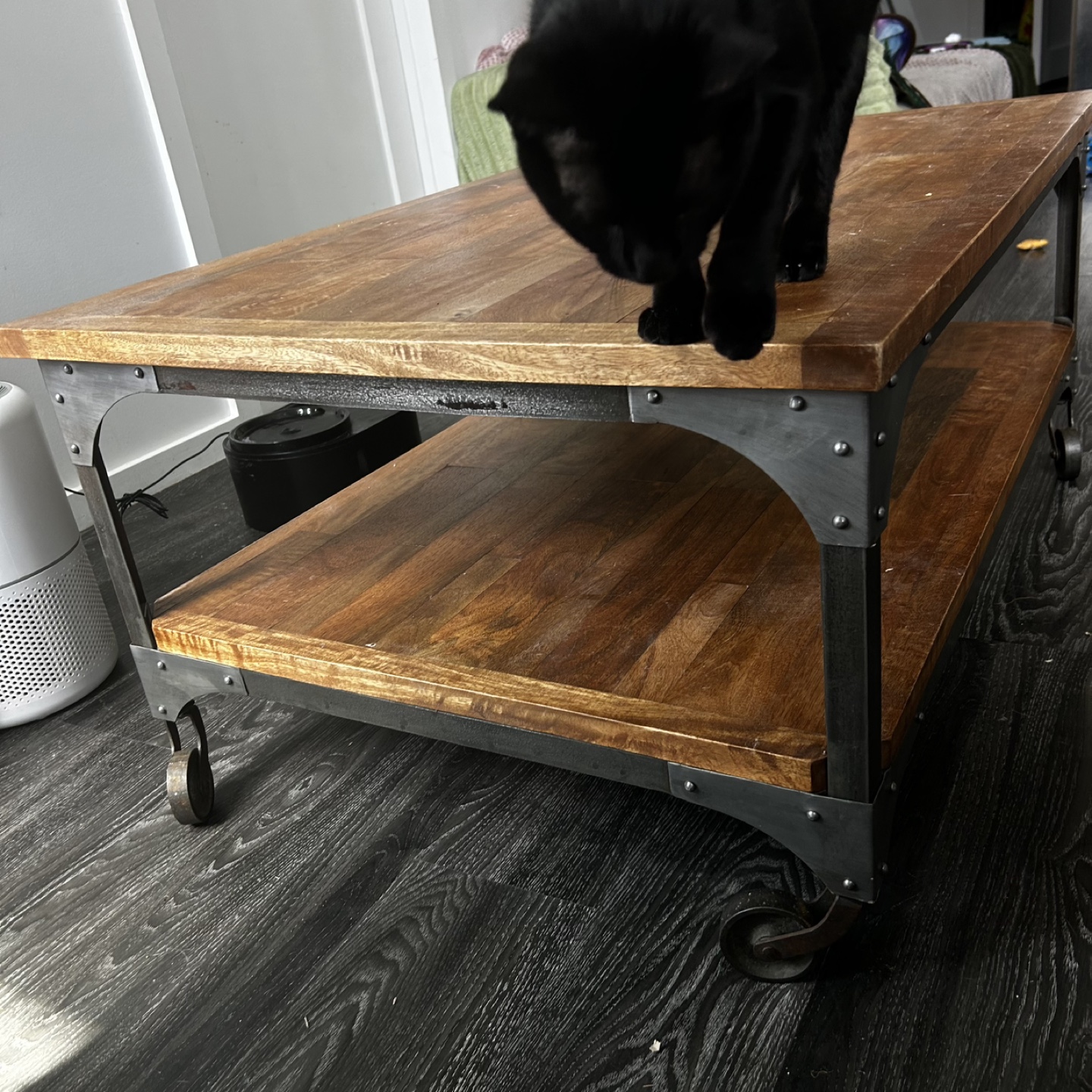 Wood & Metal Coffee Table on Wheels from Urban - photo 3