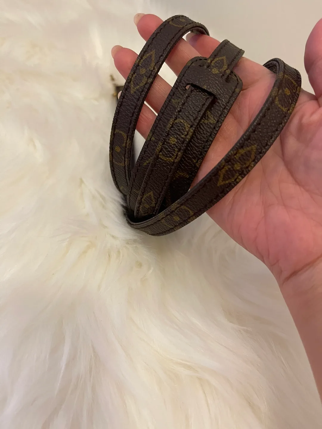 VINTAGE- Louis Vuitton Monogram Crossed Bag Strap image indicator(7)