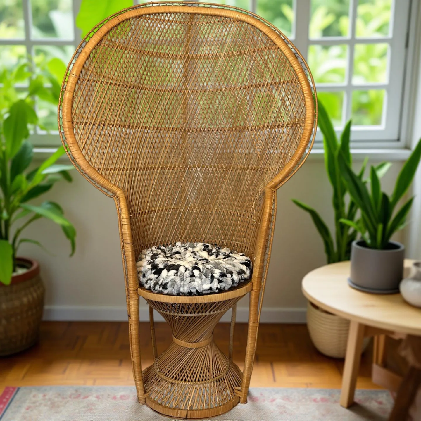 Large vintage peacock chair thumbnail