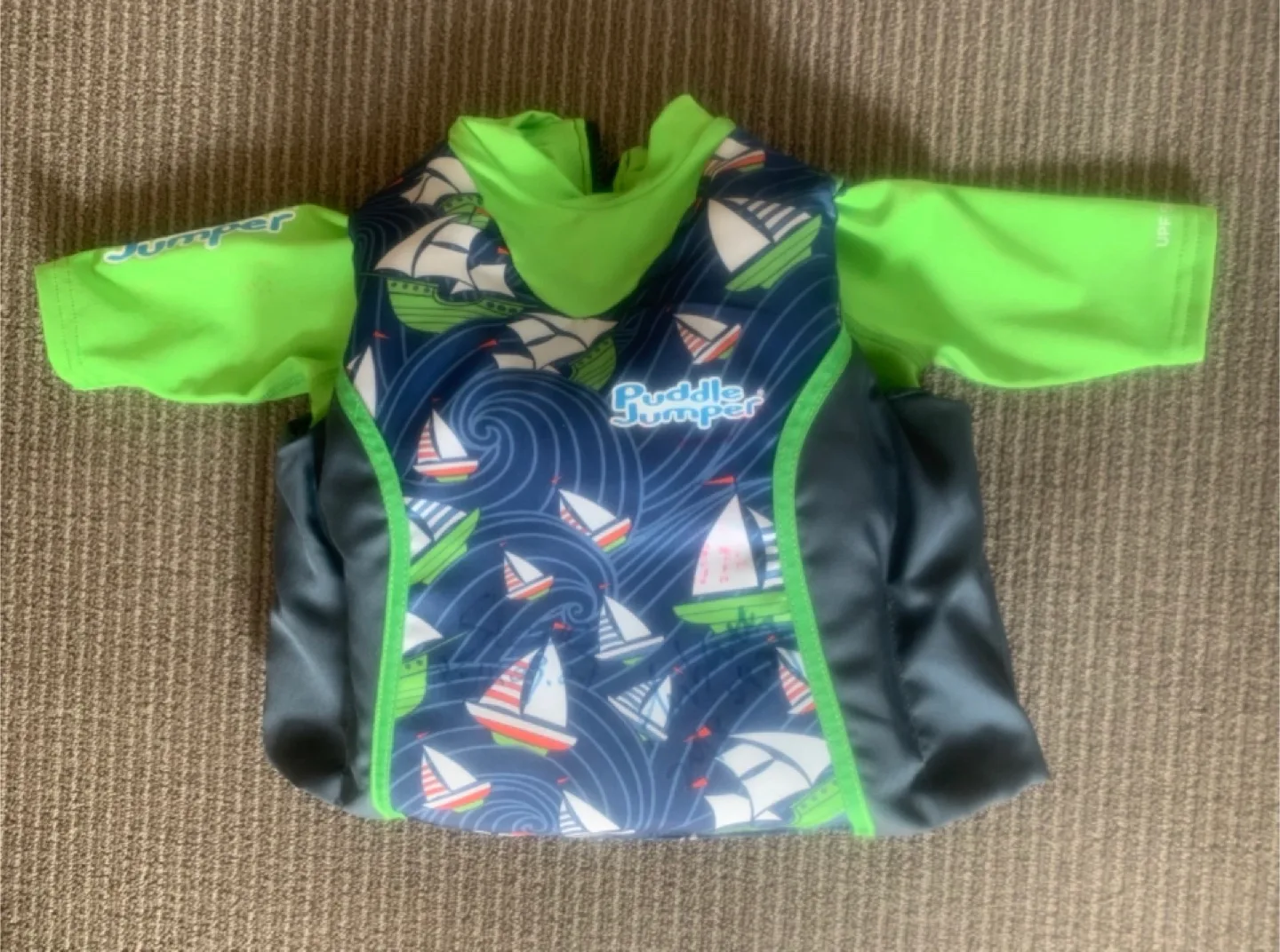 Puddle Jumper Kids' Life Jacket, Green/Navy thumbnail