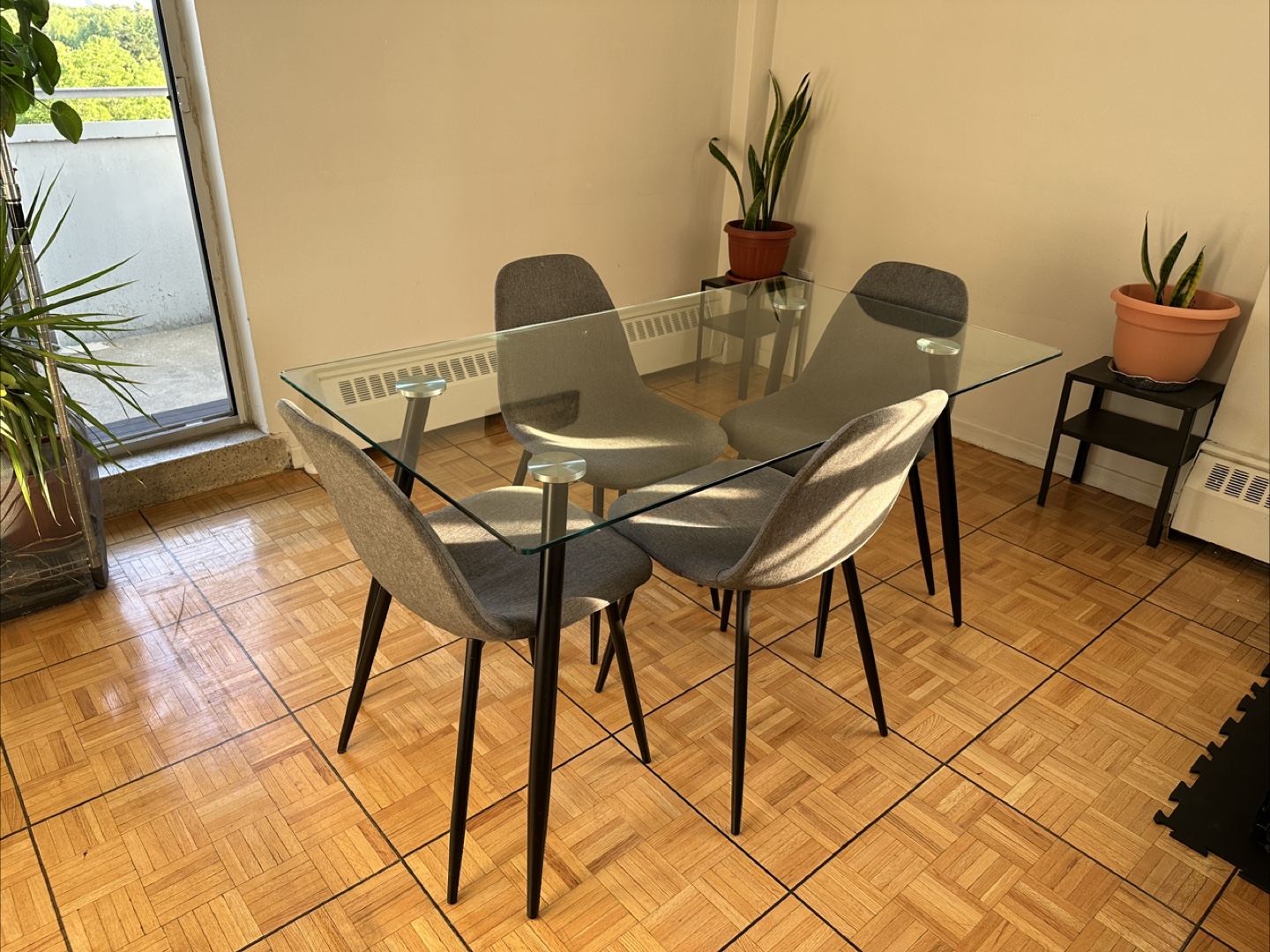 Glass Top Dining Table with 4 Grey Chairs - photo 2