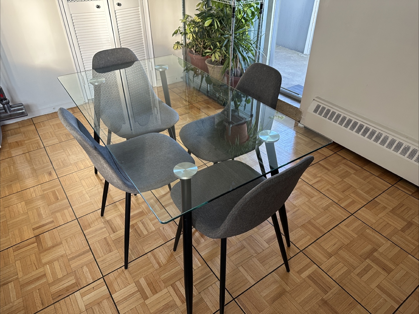 Glass Top Dining Table with 4 Grey Chairs - photo 4