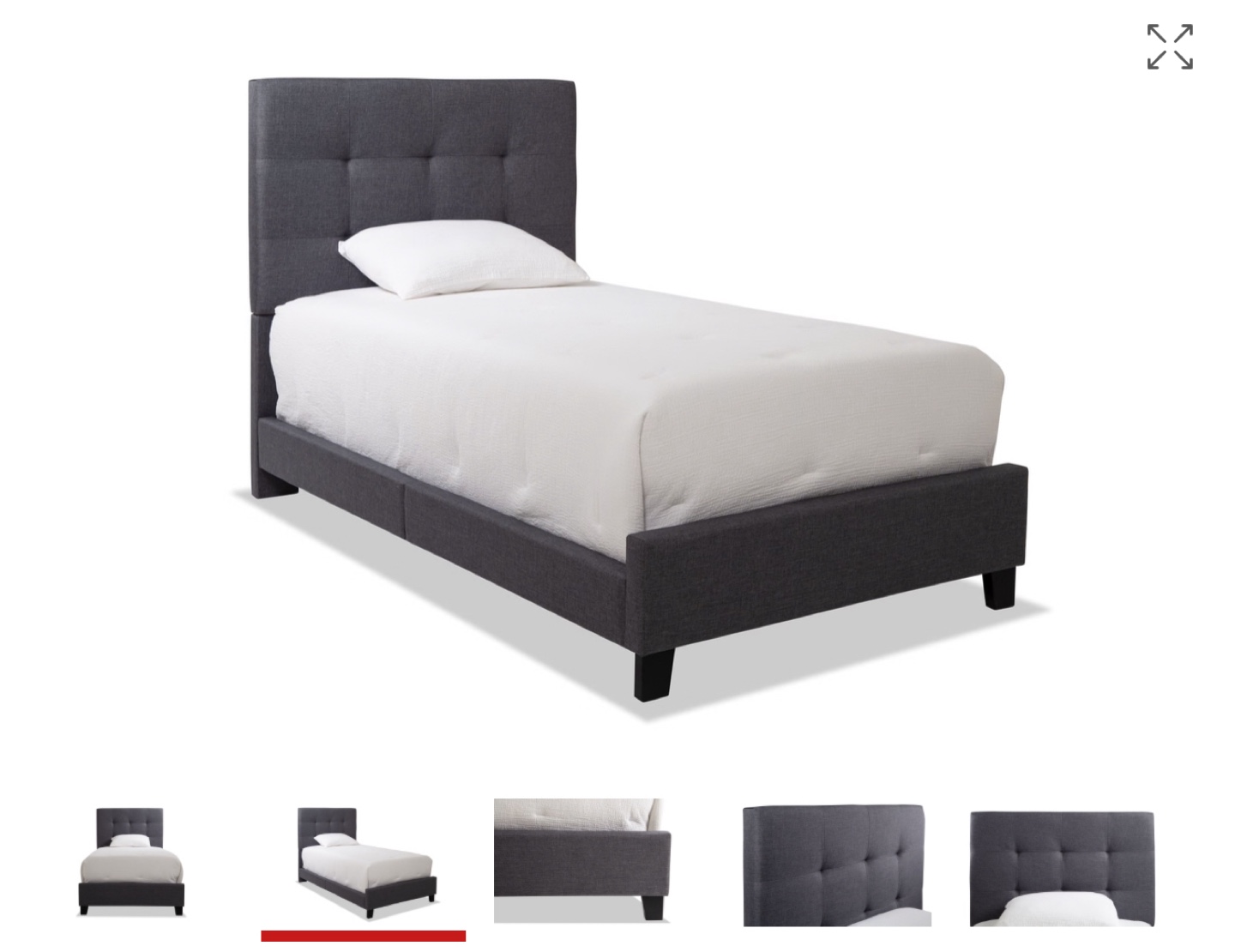 Gray Upholstered Twin Size Bed Frame