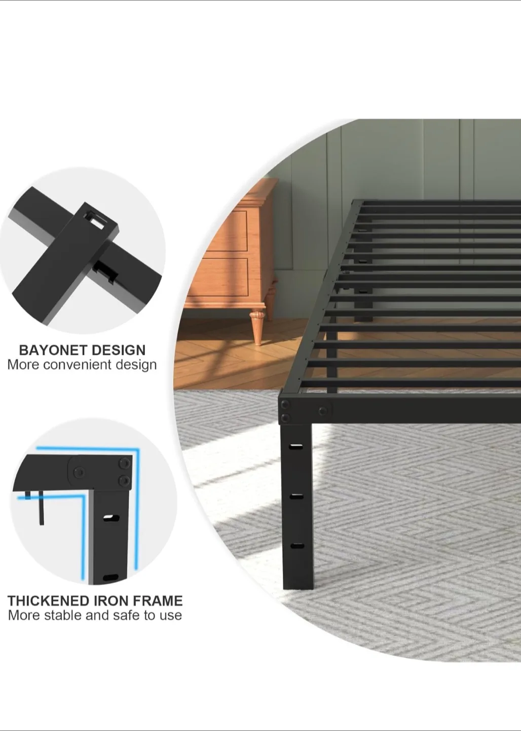 Full Size Metal Bed Frame - 54" x 75" image indicator(3)