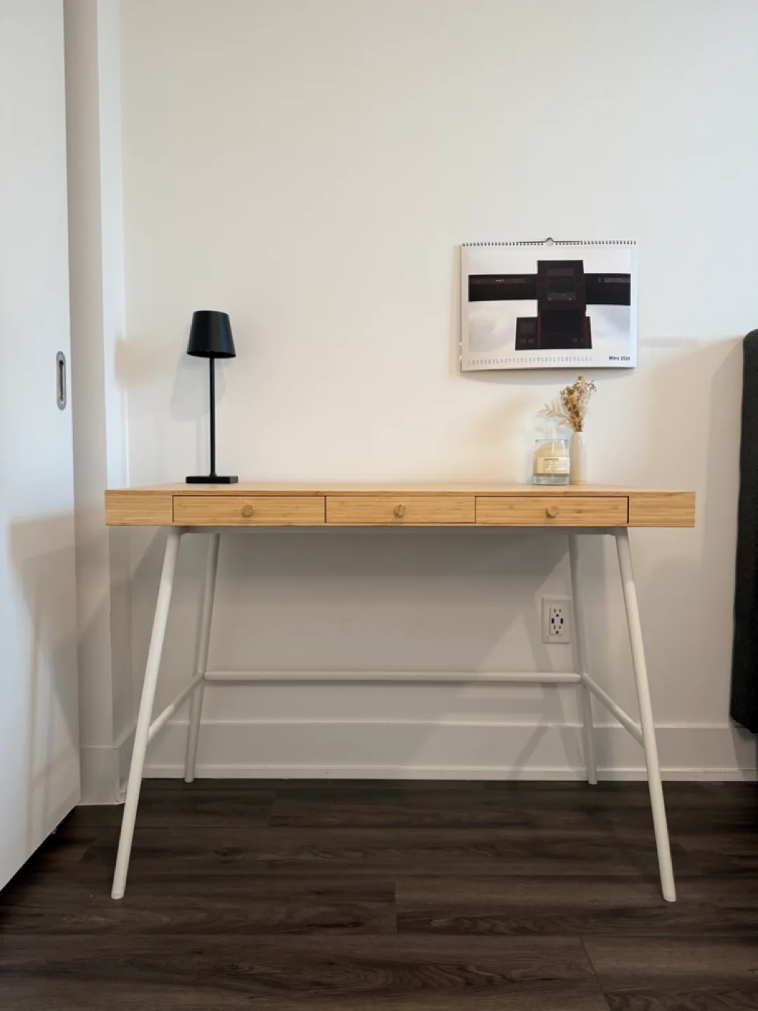 Wooden Desk with White Legs thumbnail