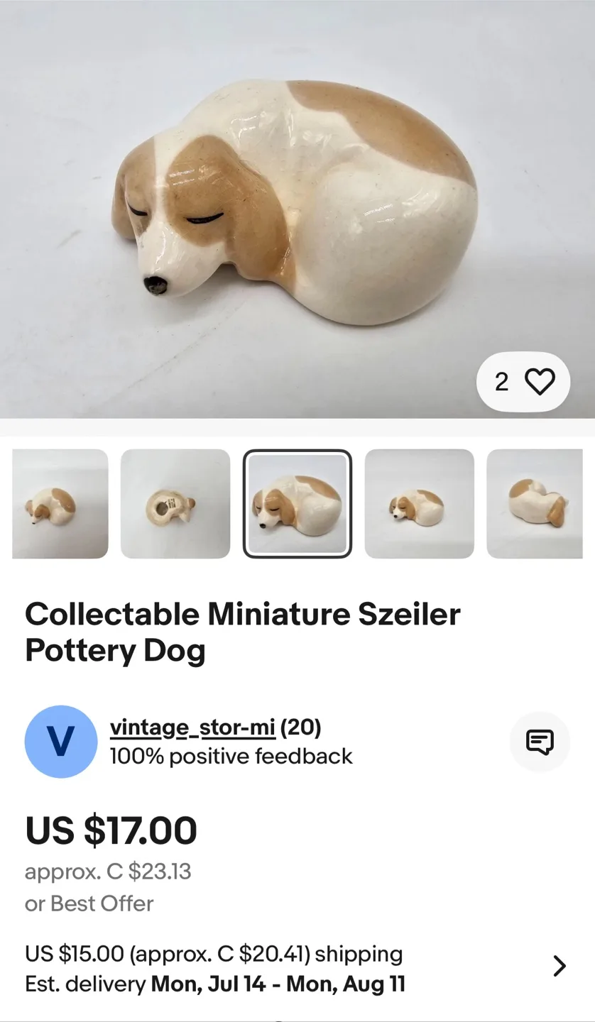 Miniature Sleeping Dog porcelain Figurine image indicator(5)